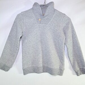 Brooklyn Boys Gray Shawl Collar Button Sweatshirt Kids Size 7 Heather Fleece
